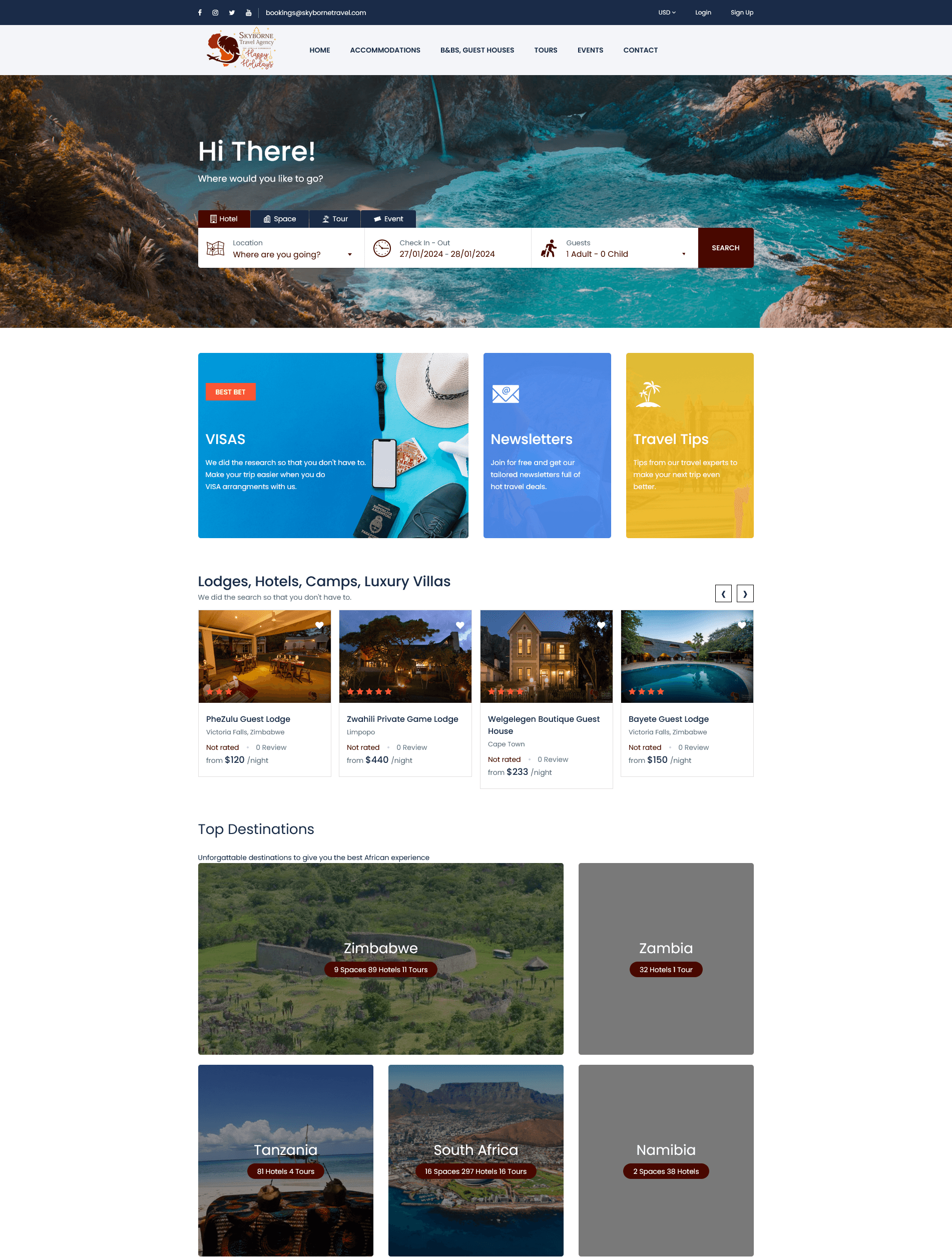 A travel booking website built on Laravel and MySQL. Responsible for setup and continued maintenance work.